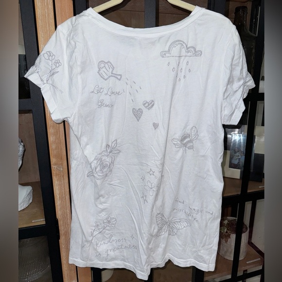 Johnny Was Sovanna embroidered Cap short Sleeve tee crewneck sun moon stars rain - Picture 2 of 8